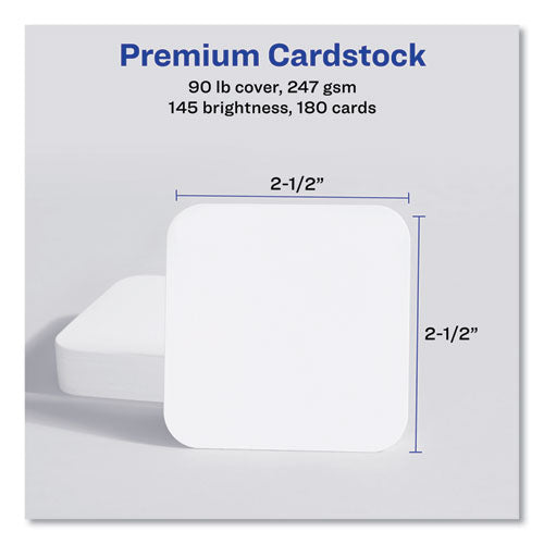 Square Clean Edge Cards With Sure Feed Technology, Laser, 2.5 X 2.5, White, 180 Cards, 9 Cards/sheet, 20 Sheets/pack