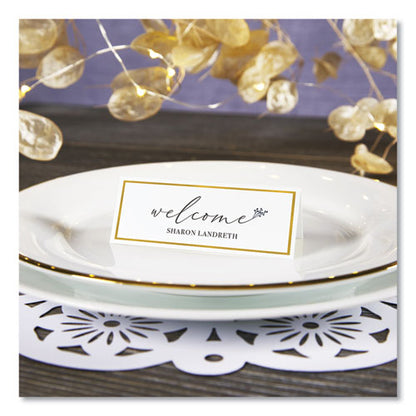 Tent Cards, White/gold, 3.75" X 1.44", 6 Cards/sheet, 25 Sheets/pack