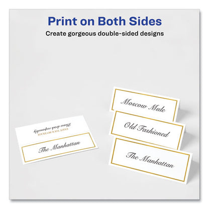 Tent Cards, White/gold, 3.75" X 1.44", 6 Cards/sheet, 25 Sheets/pack