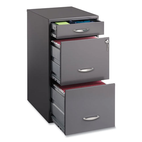 Utility File Cabinet, 3-drawers: Pencil/file/file, Letter, Charcoal, 14.5" X 18" X 27.13"