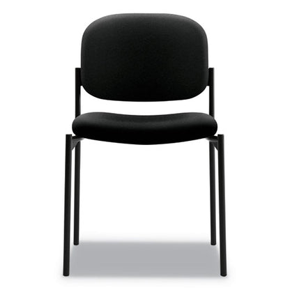 Vl606 Stacking Guest Chair Without Arms, Fabric Upholstery, 21.25" X 21" X 32.75", Black Seat, Black Back, Black Base