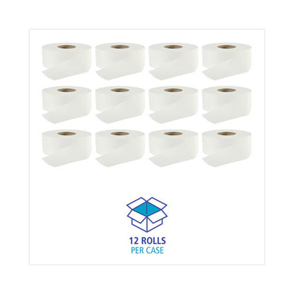 Jumbo Roll Bathroom Tissue, Septic Safe, 2-ply, White, 3.2" X 525 Ft, 12 Rolls/carton