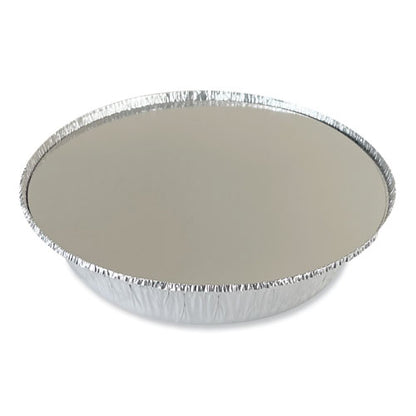 Round Aluminum To-go Containers With Lid, 48 Oz, 9" Diameter X 1.66"h, Silver, 200/carton