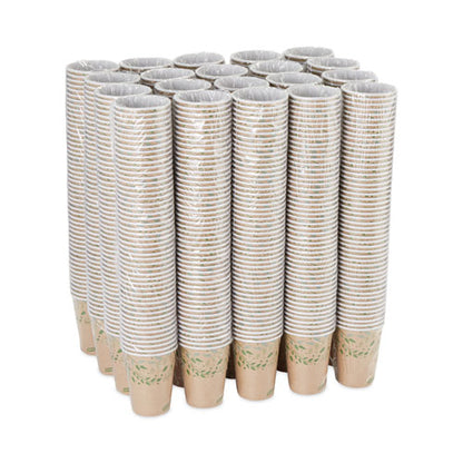 Ecosmart Recycled Fiber Hot/cold Cups, 12 Oz, Kraft/green, 50/sleeve, 20 Sleeves/carton