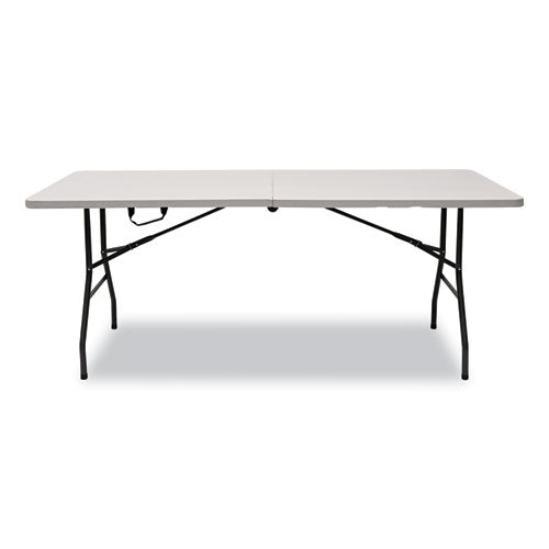 Bifold Resin Folding Table, Rectangular, 70.9" X 29.1" X 30", White Granite Top, Gray Base/legs, 2/pack