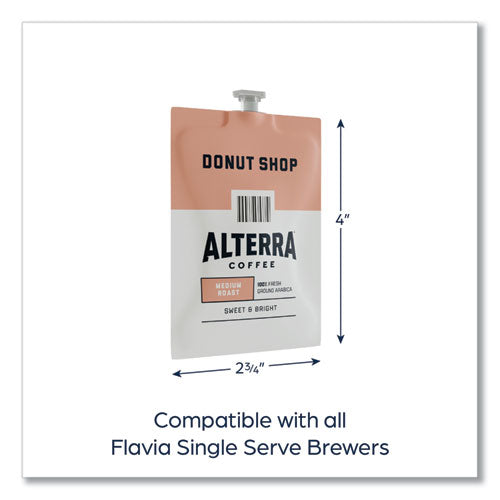 Alterra Donut Shop Coffee Freshpack, Donut Shop, 0.28 Oz Pouch, 100/carton