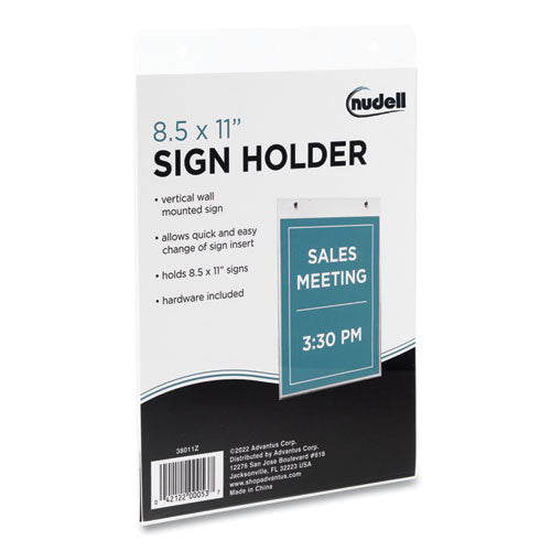 Clear Plastic Sign Holder, Wall Mount, 8.5 X 11
