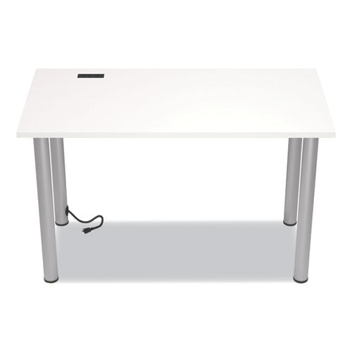 Essentials Writing Table-desk With Integrated Power Management, 47.5" X 23.7" X 28.8", White/aluminum