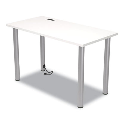 Essentials Writing Table-desk With Integrated Power Management, 47.5" X 23.7" X 28.8", White/aluminum