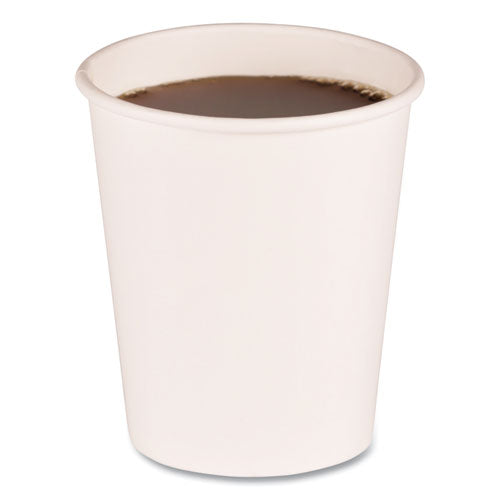 Paper Hot Cups, 8 Oz, White, 20 Cups/sleeve, 50 Sleeves/carton