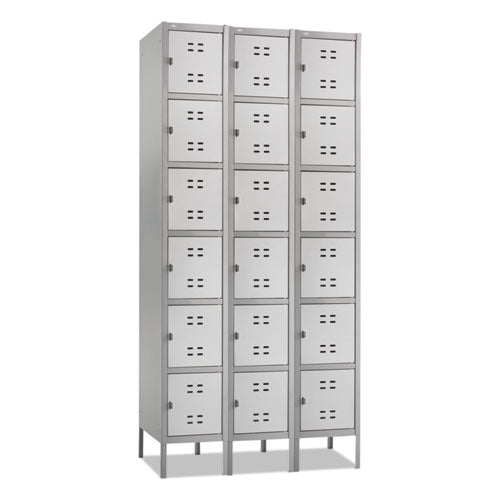Three-column Box Locker, 36w X 18d X 78h, Two-tone Gray