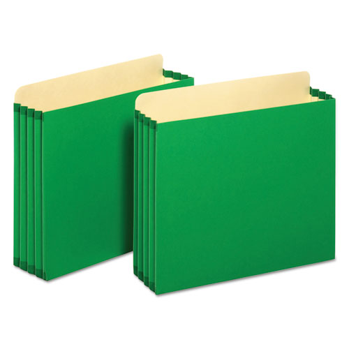 File Cabinet Pockets, 3.5" Expansion, Letter Size, Green, 10/box