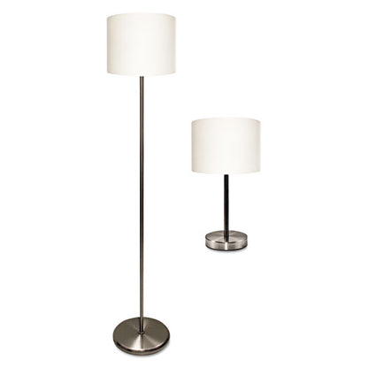 Slim Line Lamp Set, Table 12.63" High And Floor 61.5" High, Silver