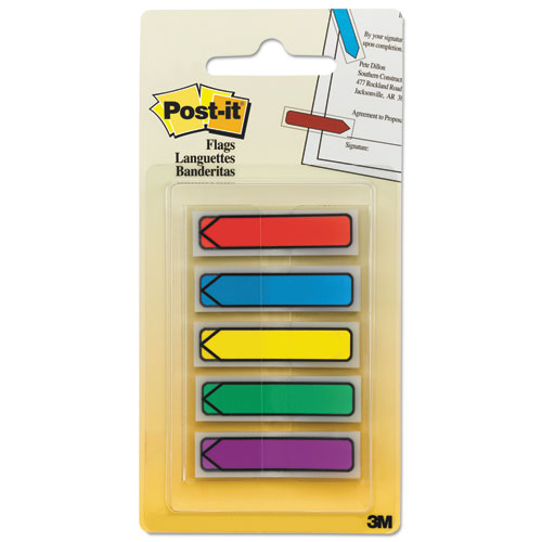 Arrow 0.5" Page Flags, Blue/green/purple/red/yellow, 20/color, 100/pack