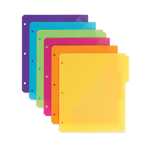 Three-ring Binder Poly Index Dividers With Pocket, 9.75 X 11.25, Assorted Colors, 30/box