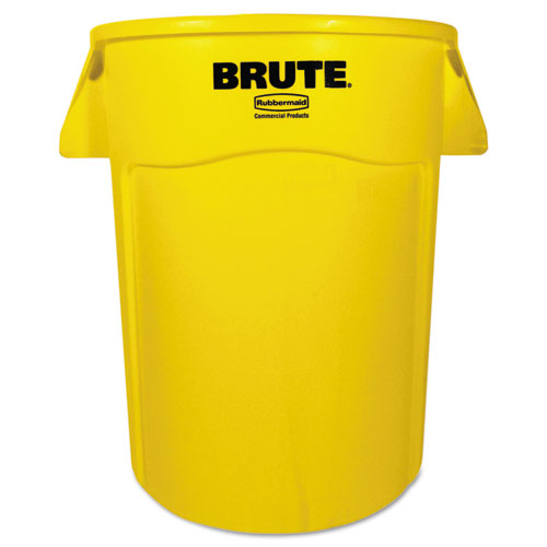 Vented Round Brute Container, 44 Gal, Plastic, Yellow