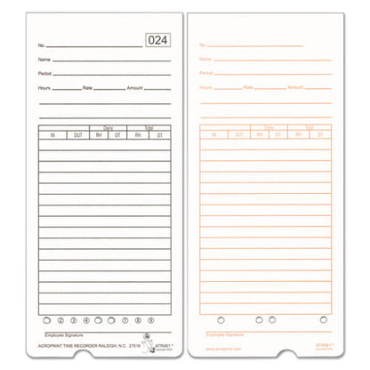 Time Clock Cards For Acroprint Atr480, Two Sides, 7.5 X 3.35, 50/pack