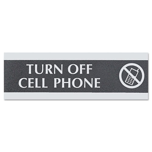 Century Series Office Sign,turn Off Cell Phone, 9 X 3