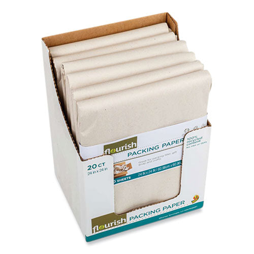 100% Recycled Paper Packing Sheets, 24" X 24", Natural, 20/pack