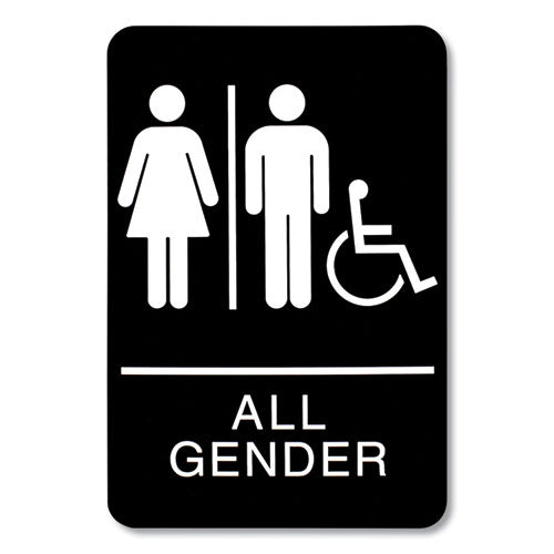 Ada Sign, All Gender/wheelchair Accessible Tactile Symbol, Plastic, 6 X 9, Black/white