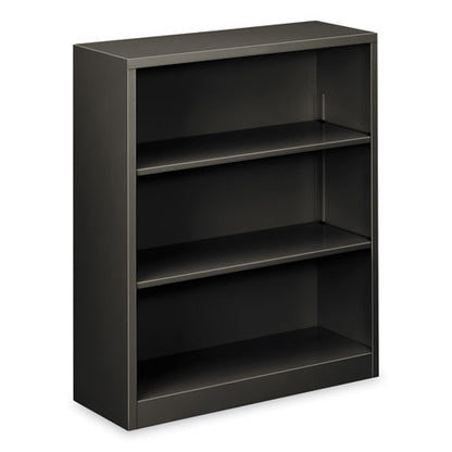 Metal Bookcase, Three-shelf, 34.5w X 12.63d X 41h, Charcoal