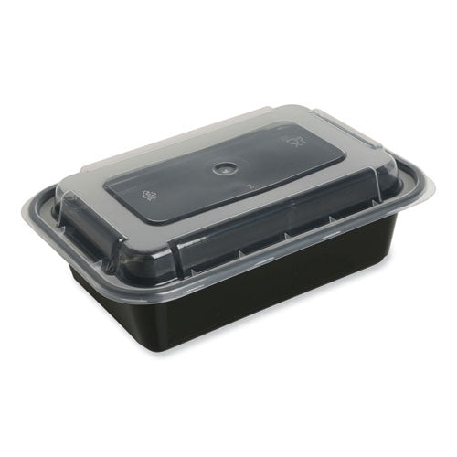 Food Container With Lid, 16 Oz, 7.48 X 5.03 X 2.04, Black/clear, Plastic, 150/carton