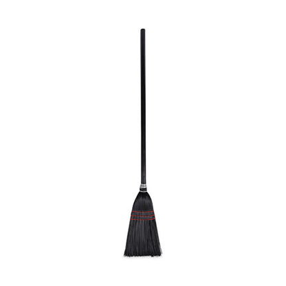 Flag Tipped Poly Lobby Brooms, Flag Tipped Poly Bristles, 38" Overall Length, Natural/black, 12/carton