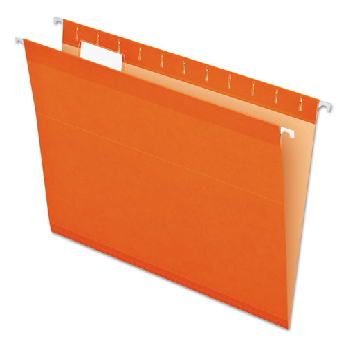 Colored Reinforced Hanging Folders, Letter Size, 1/5-cut Tabs, Orange, 25/box