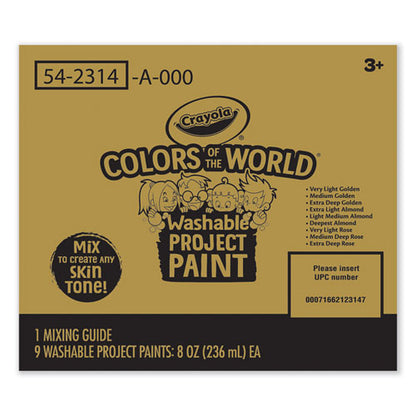 Colors Of The World Washable Paint, 9 Assorted Colors, 8 Oz Bottles, 9/pack