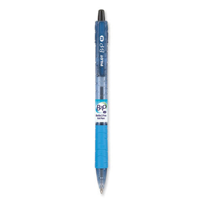 B2p Bottle-2-pen Recycled Ballpoint Pen, Retractable, Medium 1 Mm, Black Ink, Translucent Blue Barrel, Dozen