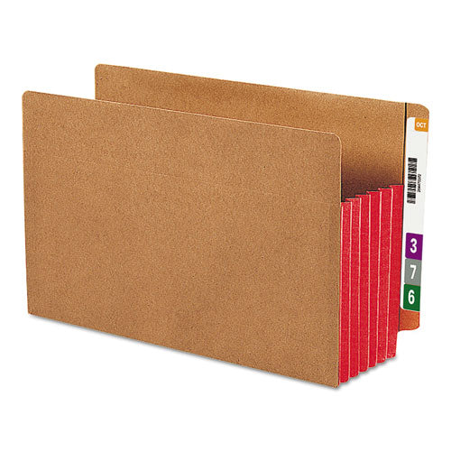 Redrope Drop-front End Tab File Pockets, Fully Lined 6.5" High Gussets, 5.25" Expansion, Legal Size, Redrope/red, 10/box