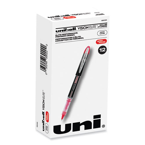 Vision Elite Hybrid Gel Pen, Stick, Extra-fine 0.5 Mm, Red Ink, Black/red/clear Barrel