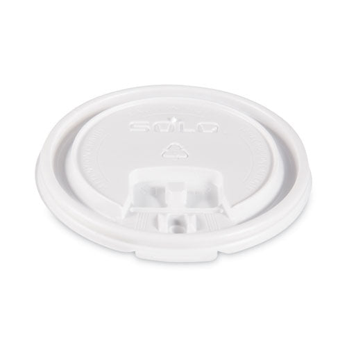 Lift Back And Lock Tab Lids For Paper Cups, Fits 10 Oz Cups, White, 100/sleeve, 10 Sleeves/carton