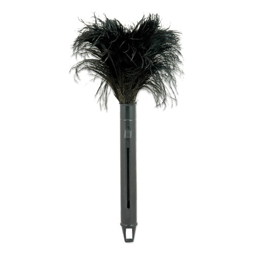 Pop Top Feather Duster, Ostrich, 9" To 14" Handle, Black