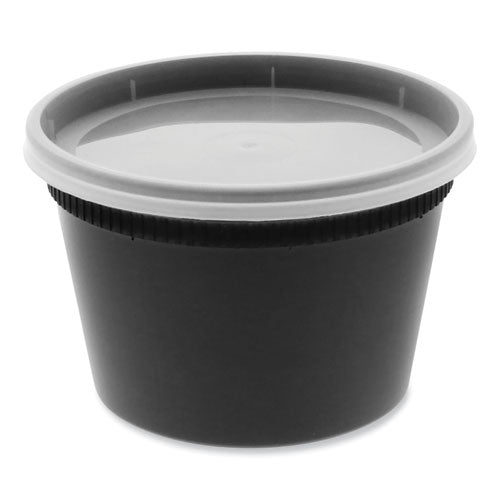 Newspring Delitainer Microwavable Container, 16 Oz, 4.55 X 4.55 X 3.1, Black/clear, Plastic, 240/carton