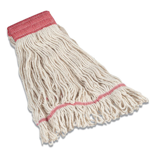 Looped-end Wet Mop Head, Cotton, Large, 5" Headband, White