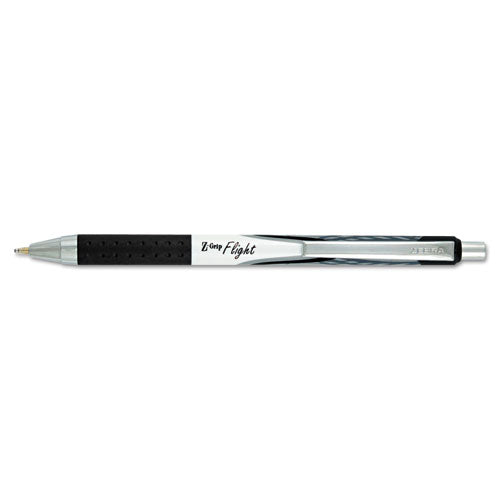 Z-grip Flight Ballpoint Pen, Retractable, Bold 1.2 Mm, Black Ink, Black/gray/white Barrel, 12/pack