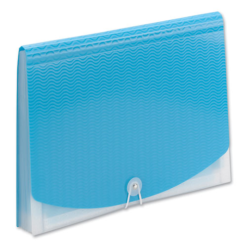 Poly Expanding Folders, 12 Sections, Cord/hook Closure, 1/6-cut Tabs, Letter Size, Teal/clear