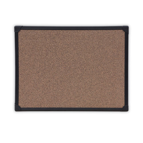 Tech Cork Board, 24 X 18, Brown Surface, Black Aluminum Frame