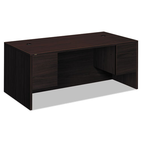 10500 Series Double 3/4-height Pedestal Desk, Left And Right: Box/file, 72" X 36" X 29.5", Mahogany