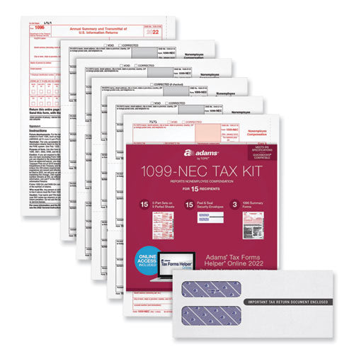 1099-nec Online Tax Kit, Fiscal Year: 2023, Five-part Carbonless, 8.5 X 3.66, 3 Forms/sheet, 15 Forms Total