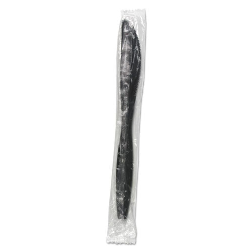 Heavyweight Wrapped Polypropylene Cutlery, Knife, Black, 1,000/carton
