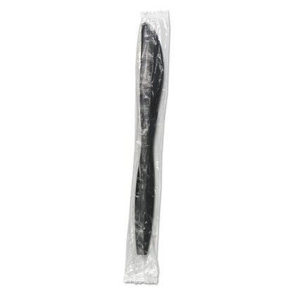 Heavyweight Wrapped Polypropylene Cutlery, Knife, Black, 1,000/carton