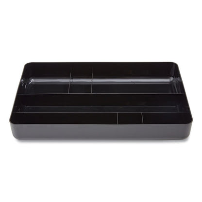 Deep Plastic Drawer Organizer, Seven Compartment, 9.13 X 14.13 X 2.04, Black