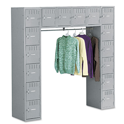 Sixteen Box Compartments And Coat Bar, 72w X 18d X 72h, Medium Gray