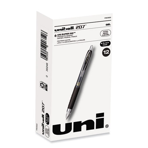 207 Signo Gel Ultra Micro Gel Pen, Retractable, Extra-fine 0.38 Mm, Black Ink, Clear/black Barrel