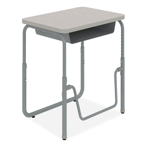 Alphabetter 2.0 Height-adjustable Student Desk With Pendulum Bar, 27.75" X 19.75" X 22" To 30", Pebble Gray