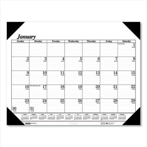 Recycled One-color Refillable Monthly Desk Pad Calendar, 22 X 17, White Sheets, Black Binding/corners,12-month(jan-dec): 2024