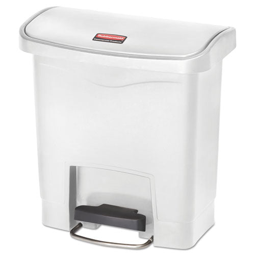 Streamline Resin Step-on Container, Front Step Style, 4 Gal, Polyethylene, White