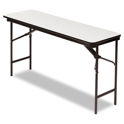 Officeworks Commercial Wood-laminate Folding Table, Rectangular, 60" X 18" X 29", Gray Top, Charcoal Base